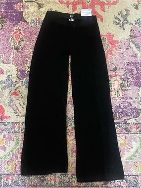 GAP Black Ribbed Knit Pants with Logo tag small